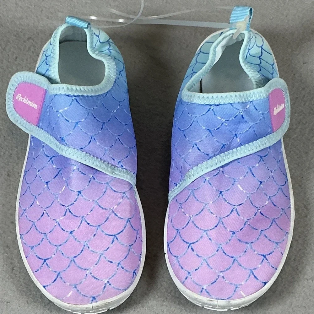 Rechtmien Water Shoes Girls 9 Purple Mermaid Hook Loop New